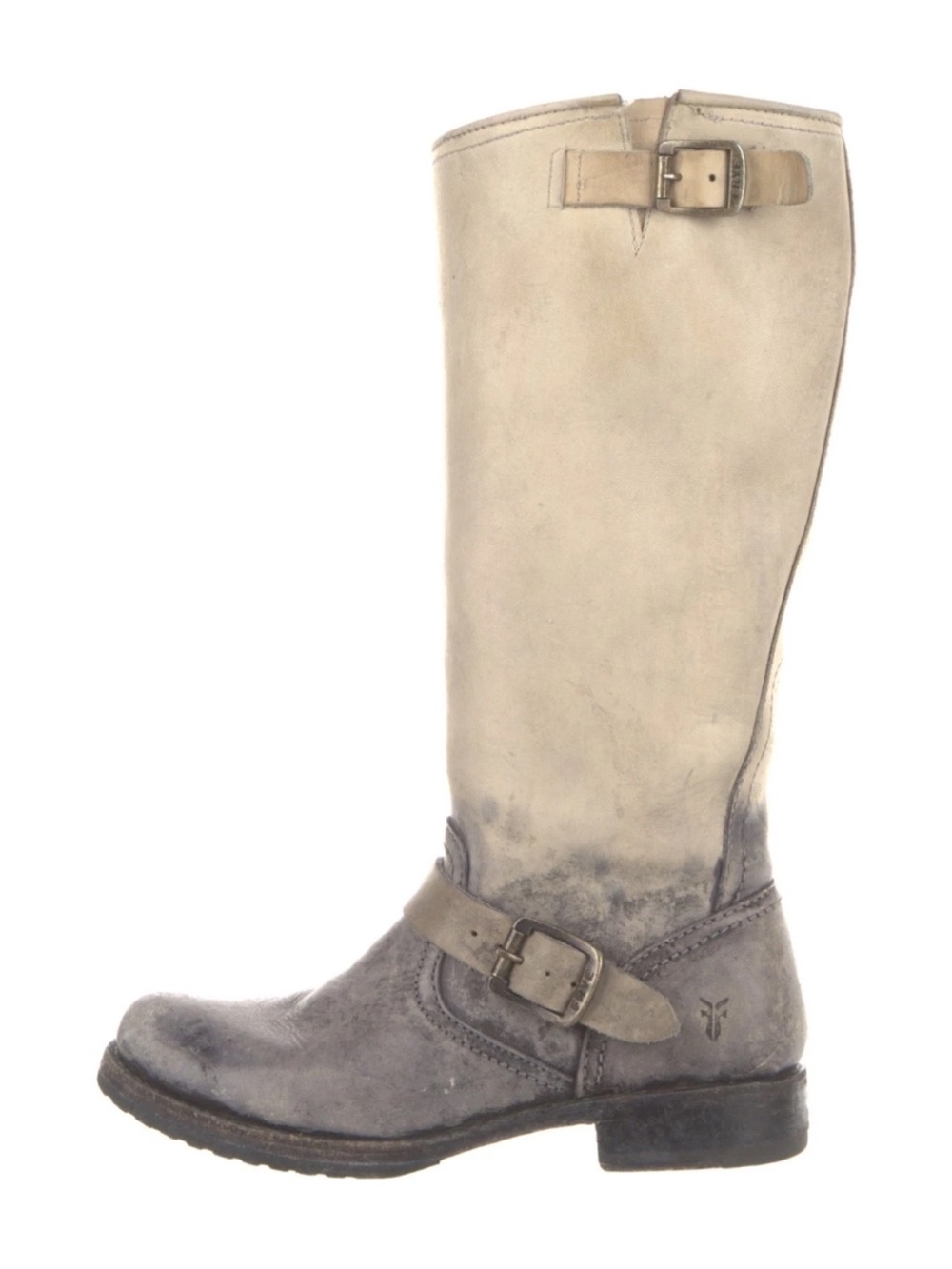 Frye Veronica Slouch Two-Tone Cream and Gray Harness Women’s Boots size 8.5 B